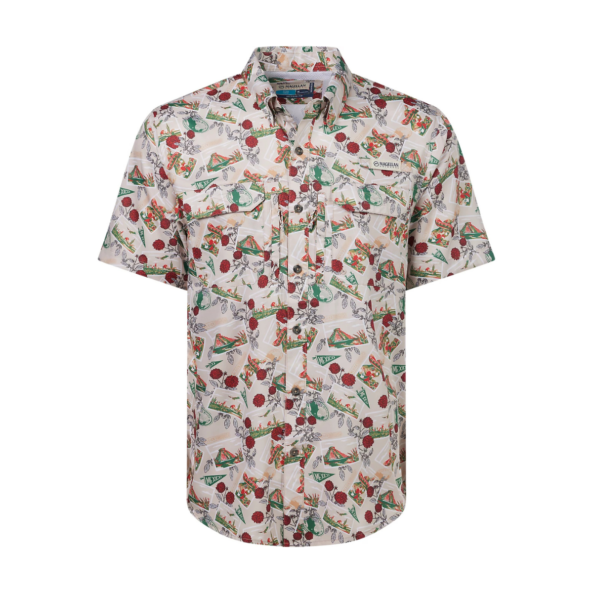 Camisa Magellan México Print UPF 25 Manga Corta Hombre